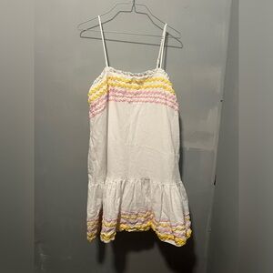 Lisa Marie Fernandez White Sundress with Pink & Yellow Ric-Rac Trim
